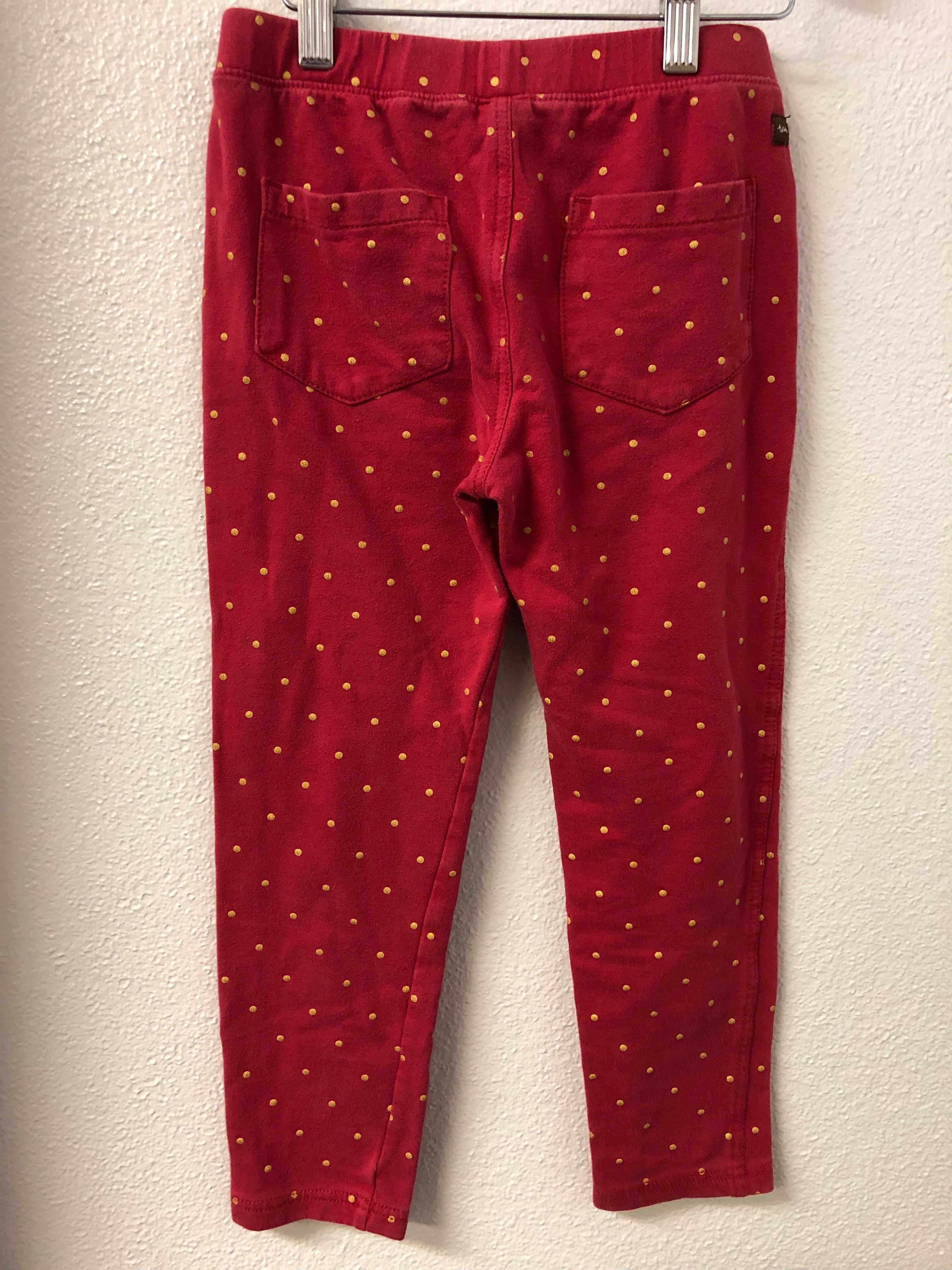 Size 7 Tea Collection Gold Polka Dot Jeggings