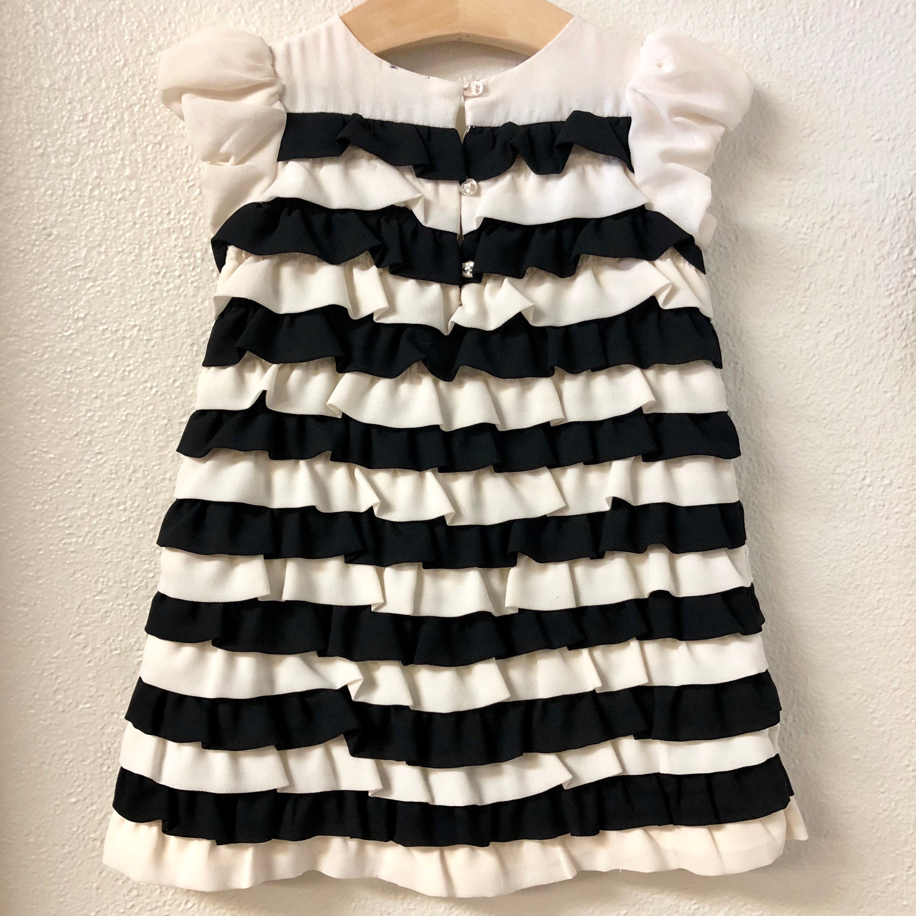 2T Baby Gap Cream and Black Ruffle  Dress