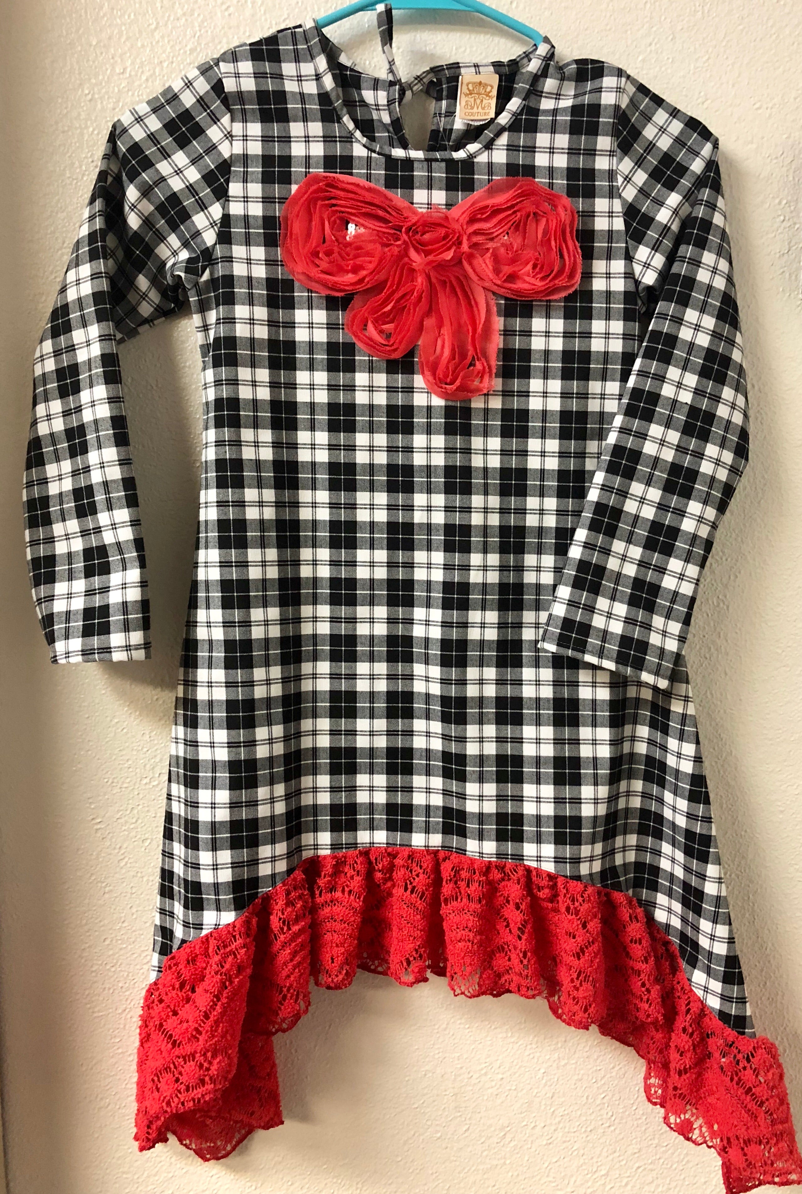 Size 8 Mia Belle Baby Couture Plaid Bow Dress